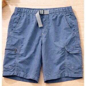 Columbia HYBRID Mens XL Navy Blue Nylon Cargo Shorts Integrated Belt  Hiking